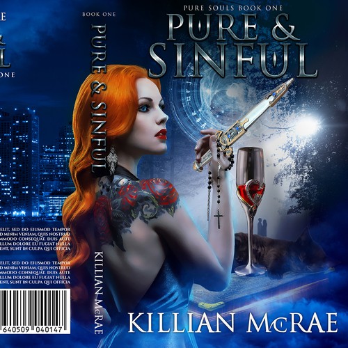 Paranormal romance book cover with the title 'PURE&SINFUL'
