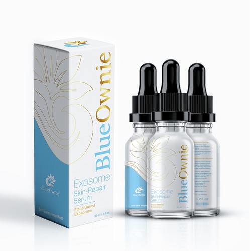 3D packaging with the title 'Luxury Packaging Suite: Glass Skin Exosome Serum & Botanical Skincare'