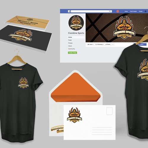 Team brand with the title 'Basketball Logo Combine Sports'