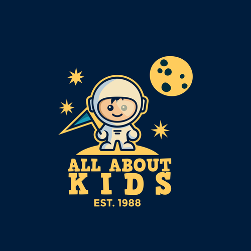 Astronaut logo with the title 'All About Kids'