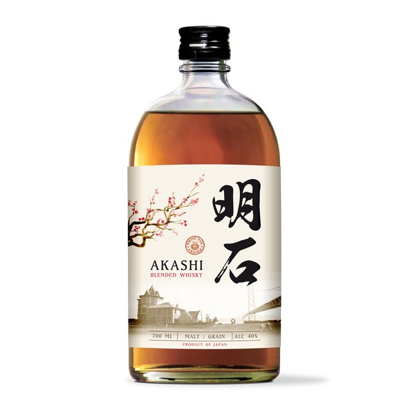 Whiskey label with the title 'Akashi / Blended Whisky'