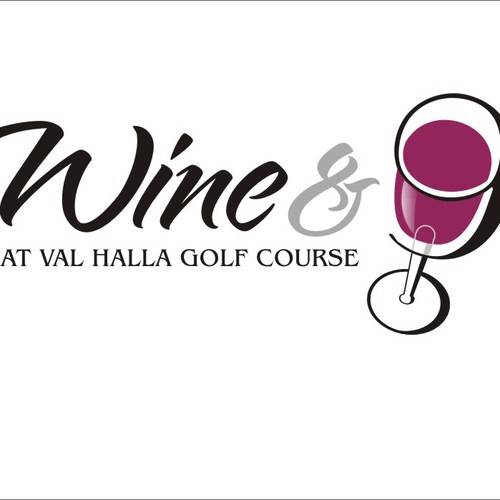 Country club logo with the title 'Create the next logo for Wine & Nine at Val Halla Golf Course'