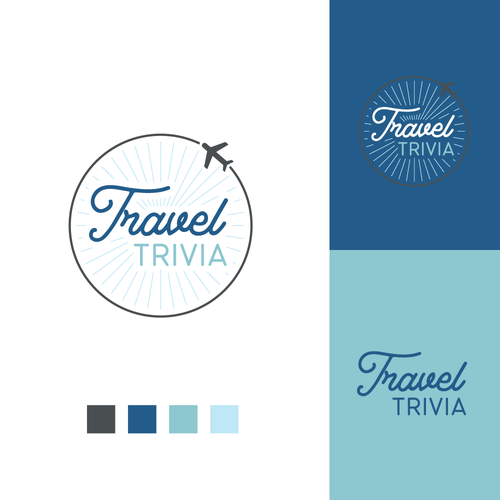 Quiz design with the title 'Fun logo for travel-themed quiz game'