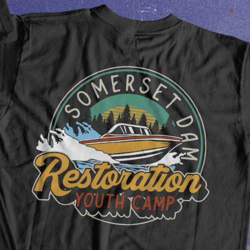 Religious t-shirt with the title 'Restoration Youth Camp Shirt'