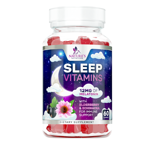 Medical label with the title 'Tasty Sleep Vitamin Gummies design'