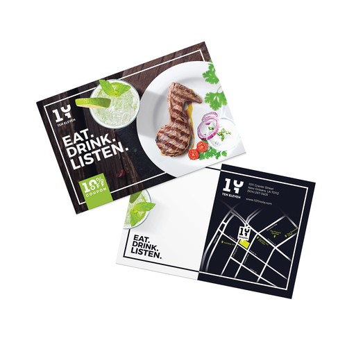 Coupon design with the title 'Flyer for restaurant and music venue.'