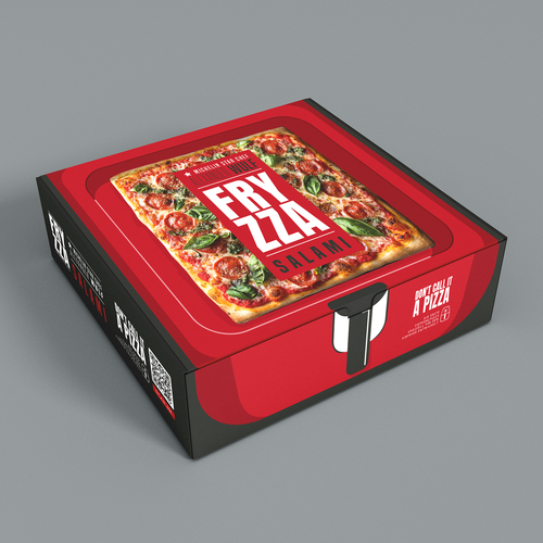 Pizzeria design with the title 'Fryzza packaging design'