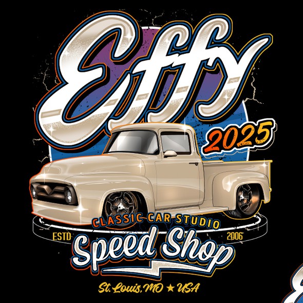 Automotive design with the title 'Speed Shop t-shirt design '