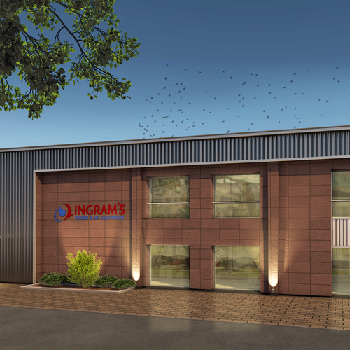 Elevation design with the title 'Industrial/Office building'