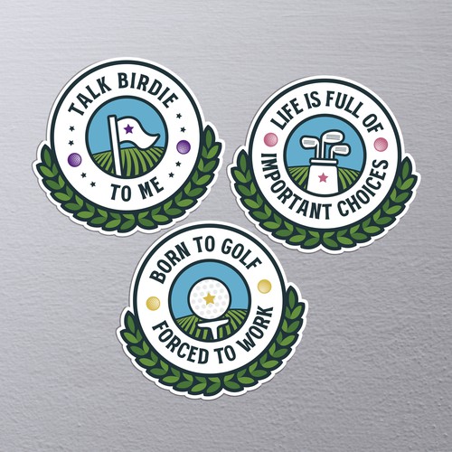Golf club design with the title 'Golfer Hangout Stickers'