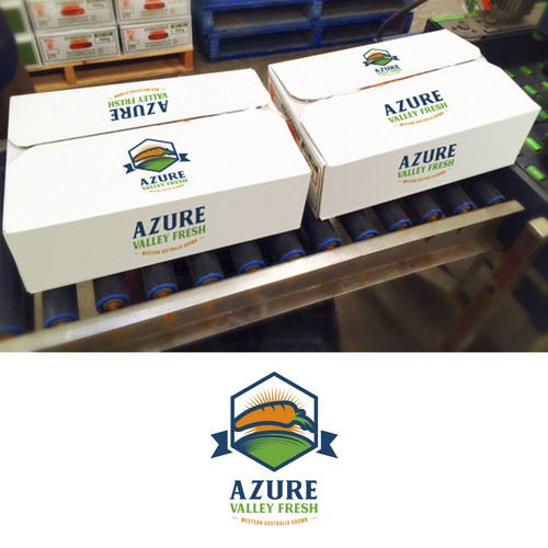 Carrot logo with the title 'AZURE - Logo Design Packaging Mockup'