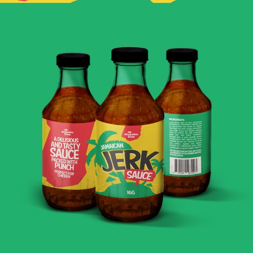 Sauce label with the title 'Jamaican jerk sauce label'