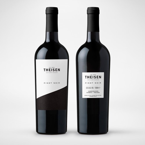 Typographic design with the title 'Theisen Pinot Noir Wine Label'