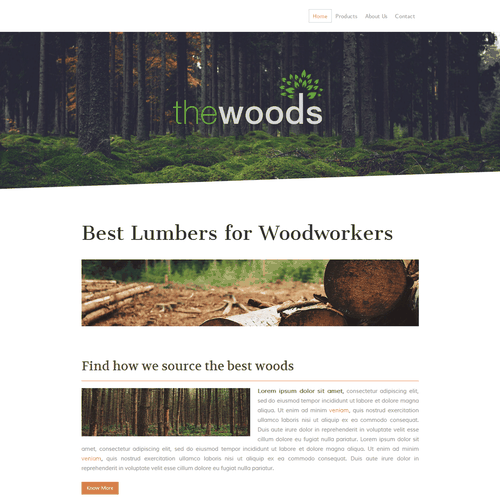 Parallax design with the title 'The Wood Market Jimdo Website'