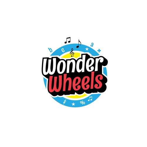 Musical design with the title 'Playful logo for Wonder Wheels'