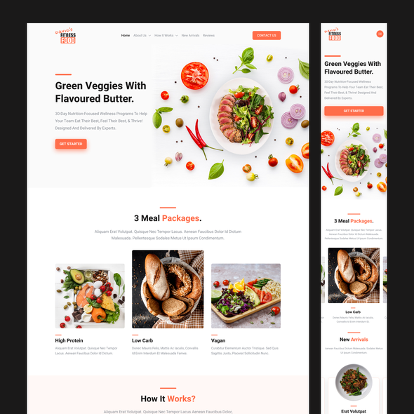 Nutrition website with the title 'Web Design for David's Fitnessfood'