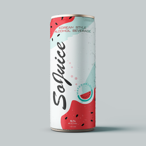 Watermelon design with the title 'Korean style alcoholic beverage'