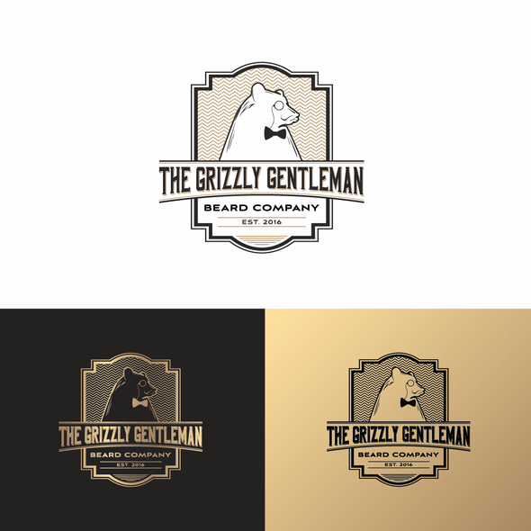 Grizzly bear logo with the title 'Bold logo concept for The Grizzly Gentleman'