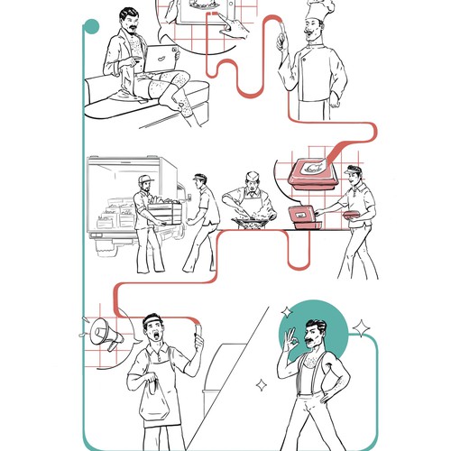 Comics illustration with the title 'Infograph retro'