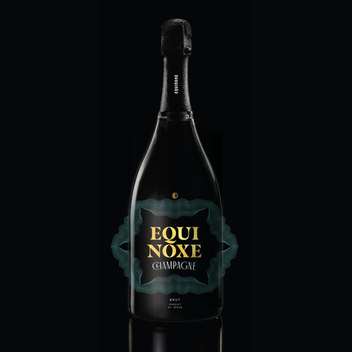 Luxurious label with the title 'Label for Equinoxe Champagne'
