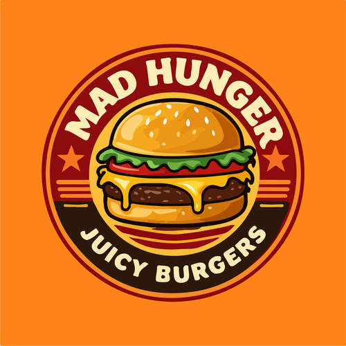 Burger king logo with the title 'MAD HUNGER BURGERS'