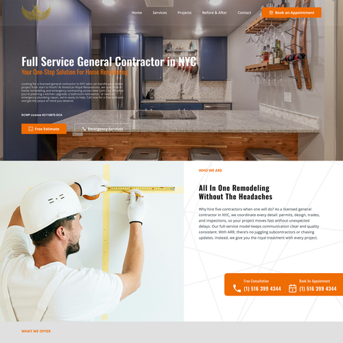 Redesigned website with the title 'Redesign for NYC Contactor Website'