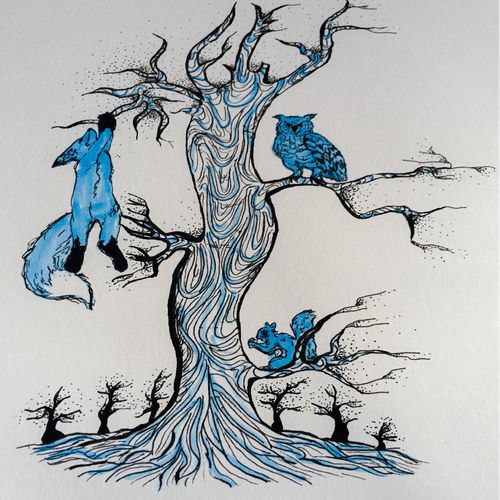 Owl illustration with the title 'Nature Illustration '