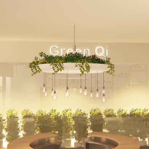 Rendering design with the title 'Interior design and rendering for cannabis shop'