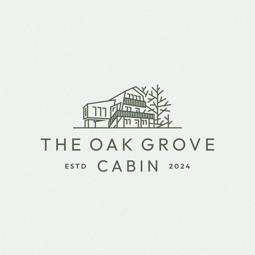 Hospitality design with the title 'THE OAK GROOVE CABIN'