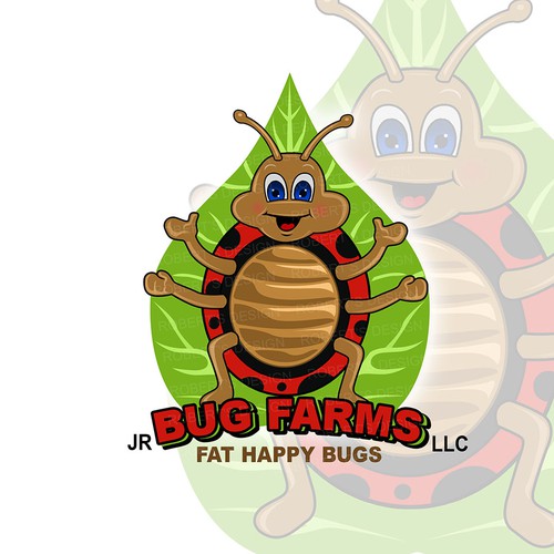 Bug design with the title 'JR Bug Farms LLC Fat Happy Bugs'