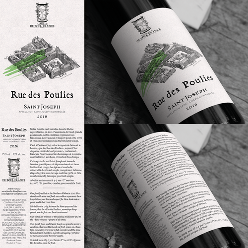 Black and white label with the title 'Label for a young winery'