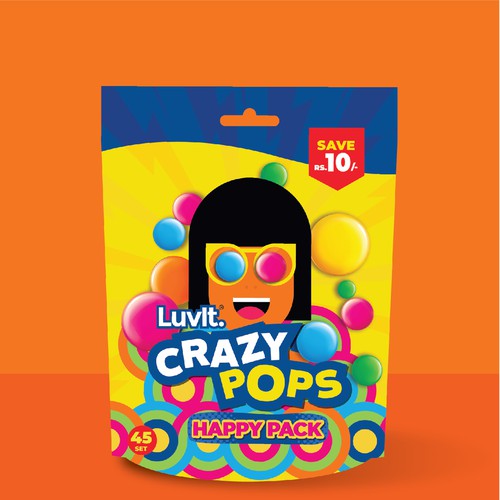 Love packaging with the title 'Crazy Pops Packaging'