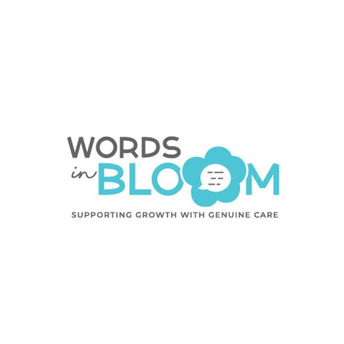 Support design with the title 'Words in bloom'