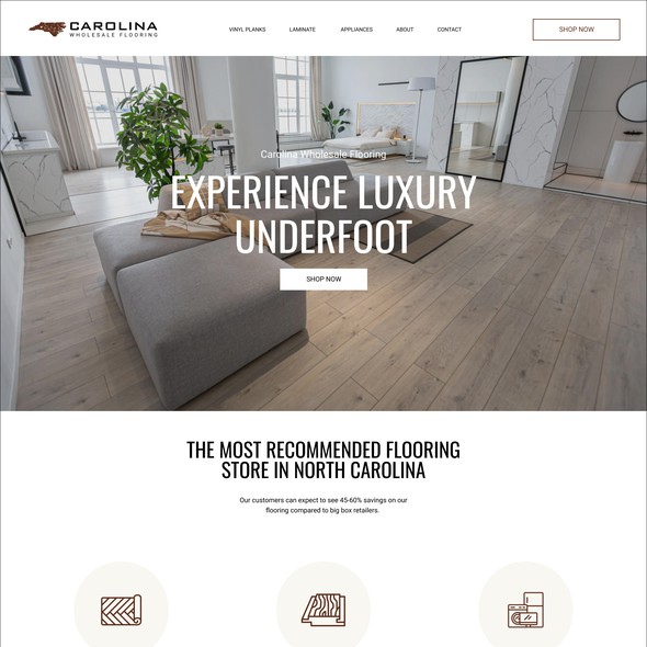 Floor design with the title 'Carolina Wholesale Flooring modern website'