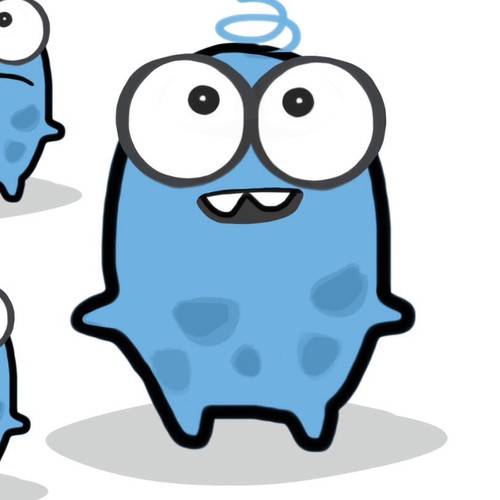 Monster illustration with the title 'Cute cartoon-like character for a new iPhone game'