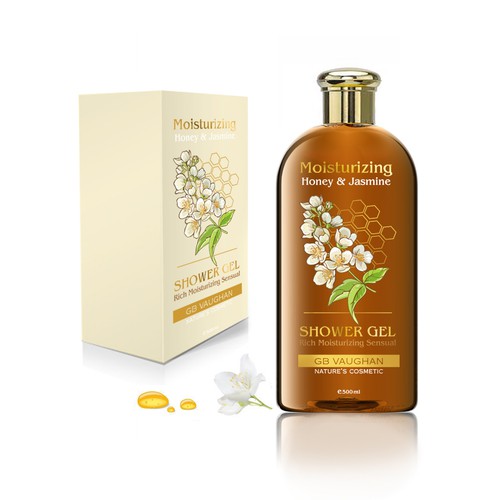 Feminine label with the title 'Design for shower gel '