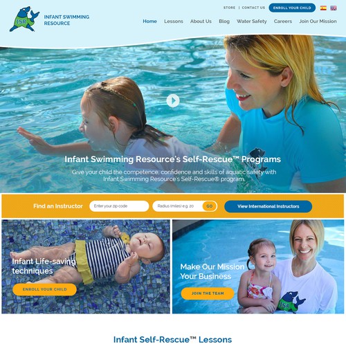 Education website with the title 'website design on Children Life Saving Aquatic Skills'