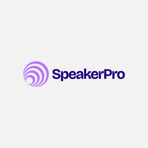 Speaker logo with the title 'Speaker + Soundwave Logo Concept'