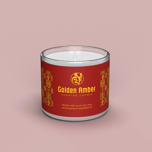 Candle packaging with the title 'Traditional Candle Label Design'