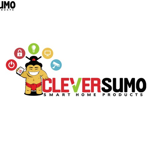 Mascot logo with the title 'Clever Sumo'