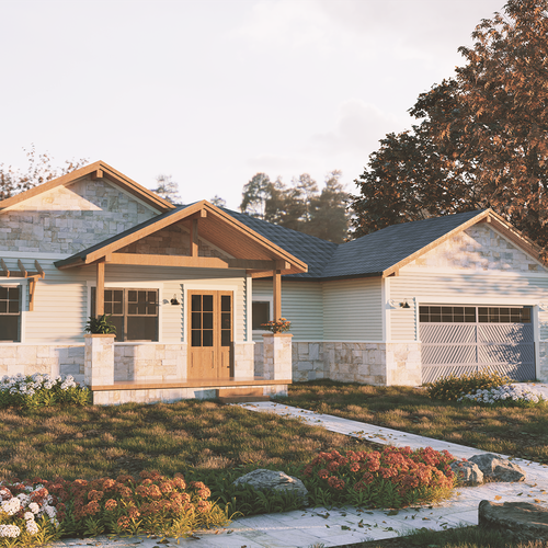 Architecture design with the title '3d Rendering for a residence'