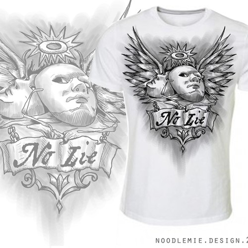 Music t-shirt with the title 'Design needed for T-shirt inspired by the song "No Lie" by Drake & 2 Chains'