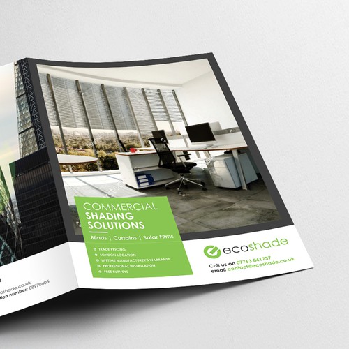 Blinds design with the title 'Ecoshade bi-fold brochure design'