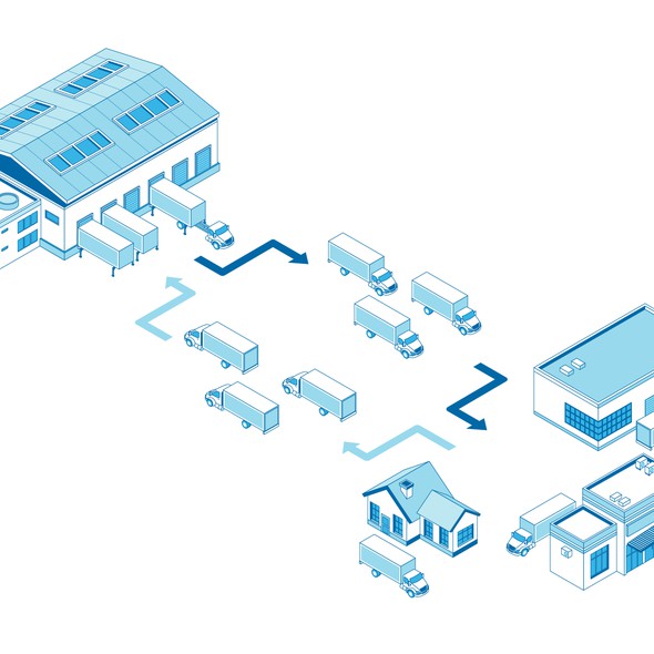 Diagram illustration with the title 'Isometric illustration'