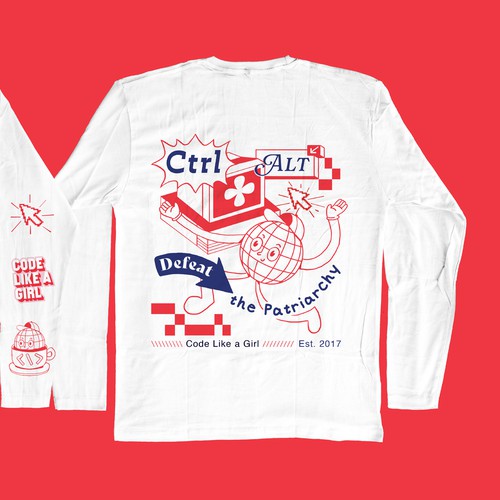 Internet artwork with the title 'Vintage T-shirt Design for Code Like a Girl'