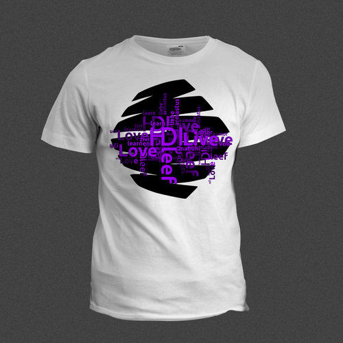 Purple t-shirt with the title 'HDI T-Shirt Design by Skn DESIGN'