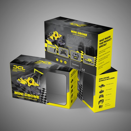 Drone design with the title 'Packaging design for DCL'