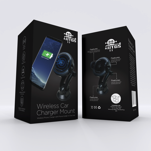 Blender 3D design with the title 'Wireless Car Charger'