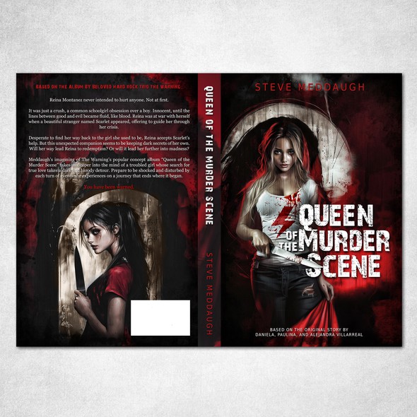 Design with the title 'Queen of the Murder Scene'