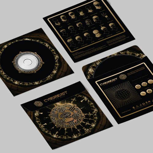 Music packaging with the title 'CD Cover / Package Design with Scarf Product details for Cyber Beast: High on Rave'